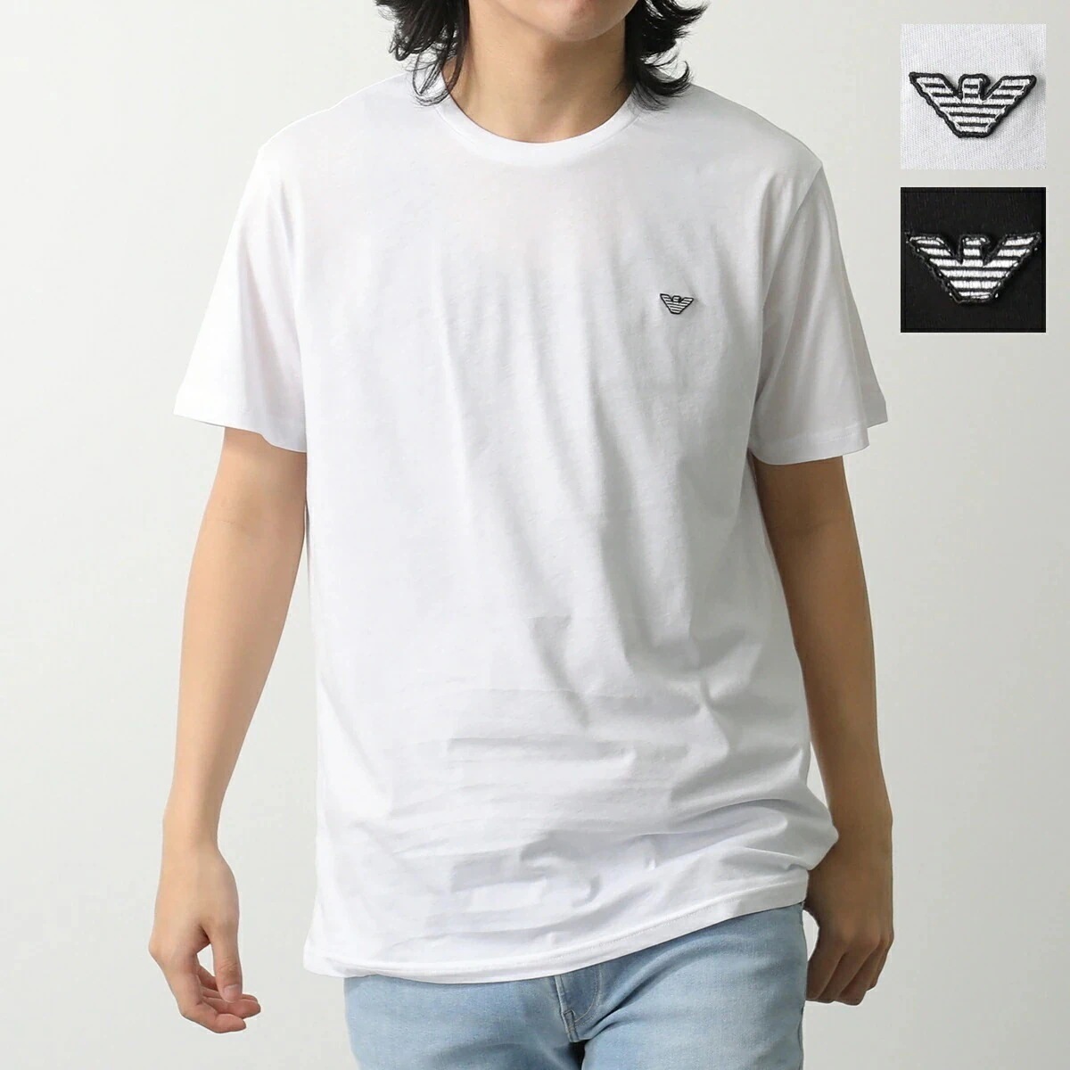 EMPORIO ARMANI エンポリオアルマーニ Tシャツ T-SHIRT BEACHWEAR EM000574 AF12331 メンズ カットソー イーグル ロゴ刺繍 カラー2色 7,259円