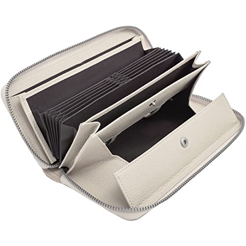[] 財布 レディース 大容量 じゃばら 長財布 本革 ギャルソン レシートと小銭を自動で仕分け 多機能 ウォレット コインスルー アイボリー