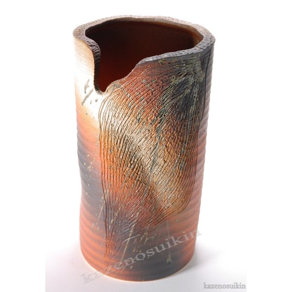 火色櫛目傘立 （信楽焼き陶器傘立梅雨玄関収納M）