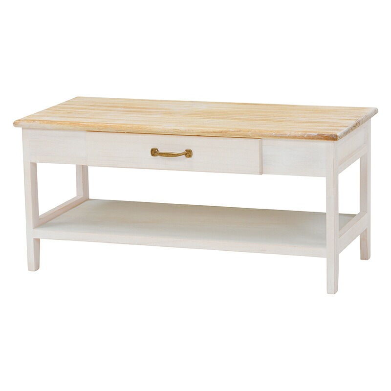 TV台（ナチュラルアンティークホワイト）　MTV-6699NAW26インチテレビにピッタリ木目調がシンプルで可愛いバイカラーのシャビーテイストなコンパクトTV台