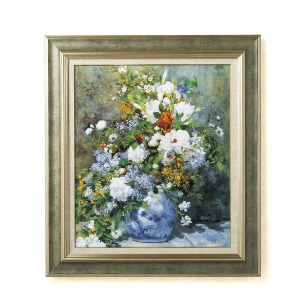 名画額縁 フレームセット F10号 ルノワール 「花瓶の花」 690×615×38mm 壁掛けひも付き ストーングレーフレーム