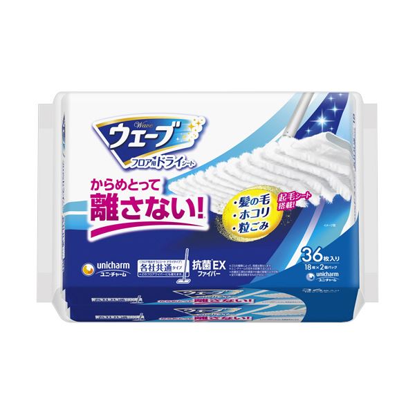 （まとめ） ユニ/チャームウェーブ フロア用ドライシート 1パック（36枚） [x5セット]