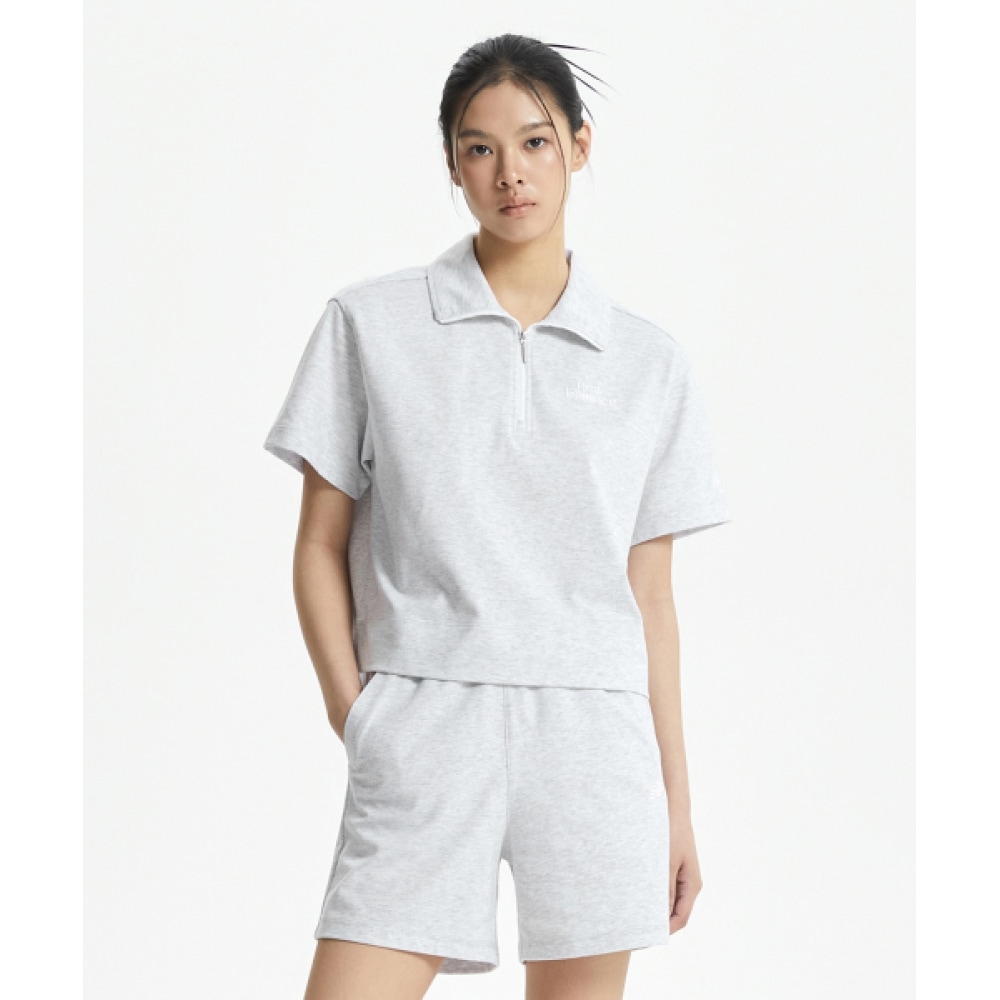 ニューバランス NBNCF2W412 レディース シングルメッシュ 半ジップ 半袖 トレーナー (グレー)