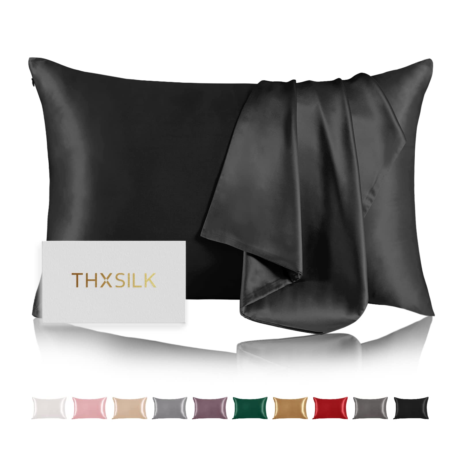 THXSILK 枕カバー シルク 最高グレード6A OEKO認証済み 隠しジッパー 100%シルク 両面 洗える 睡眠サポート 寝癖軽減 美髪美肌 敏感肌 静電気防止 防ダニ抗菌 ギフト 贈り物