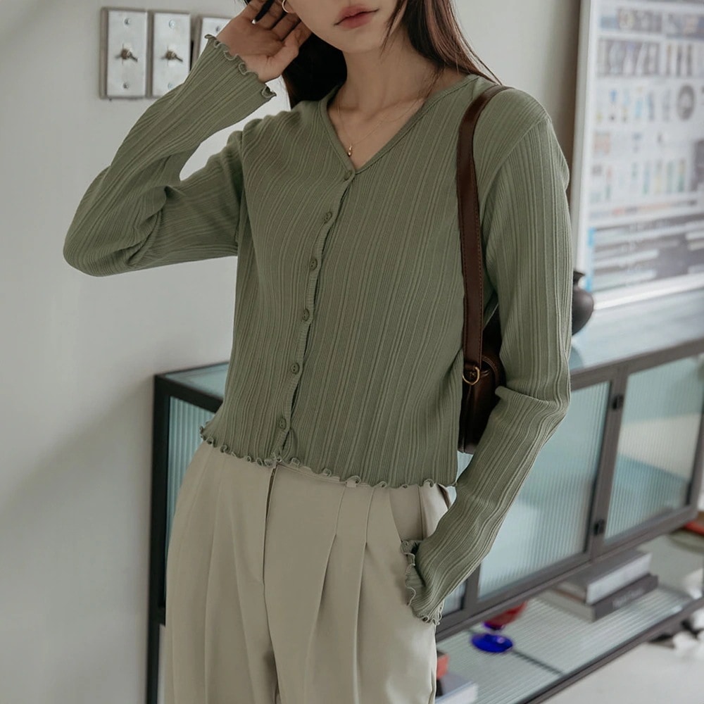 マルチストライプVネックカーディガン