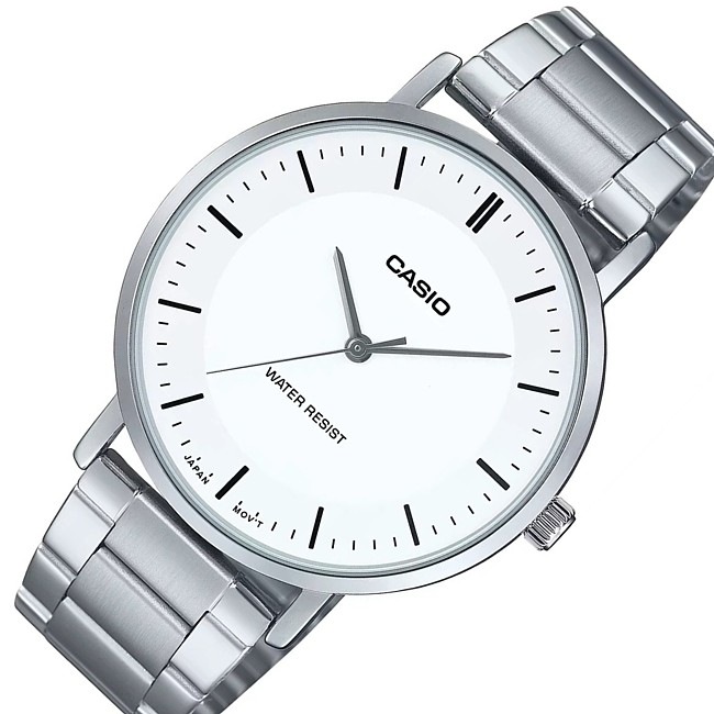メンズ腕時計 ホワイト文字盤 メタルベルト 海外モデル MTP-VT04D-7E