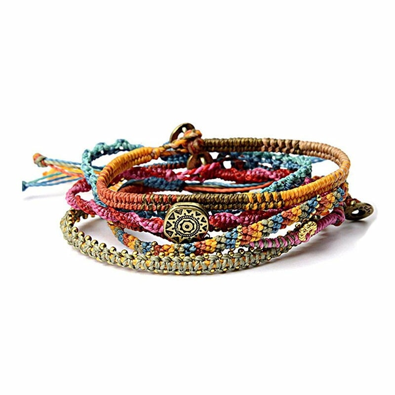 ブレスレット 7ストランド アンティグア Earth Bracelet 7strand Antigua ワックスコード ビーズ メタルビーズ 男女兼用 ユニセックス フェ