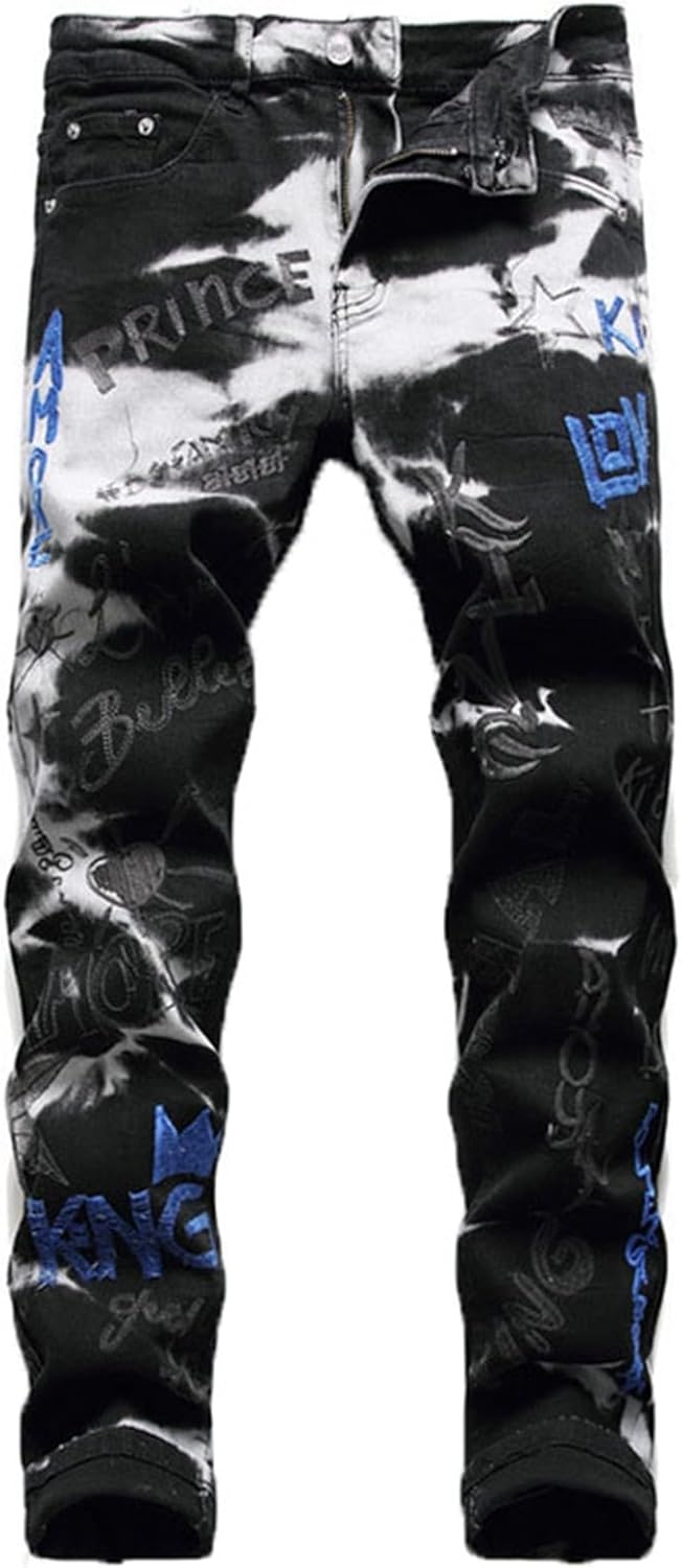 デニムパンツ ジーンズパンツ メンズ 美脚 ストレッチ パッチワーク 切り替え ウォッシュ加工 男性 ズボン ロングパンツ ジップ 大人 かっこいい 個性 hiphop クラッシュ 快適 秋 ビター系