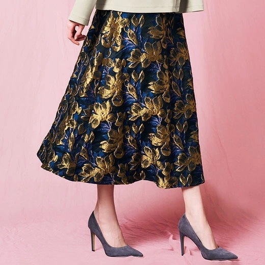 [最安値挑戦]！大花柄ジャカードスカート レディース 秋冬 ボトムス スカート M-LL