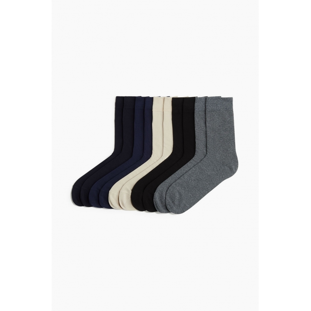 H&M 10足ソックスセットネイビーブルー/ベージュ