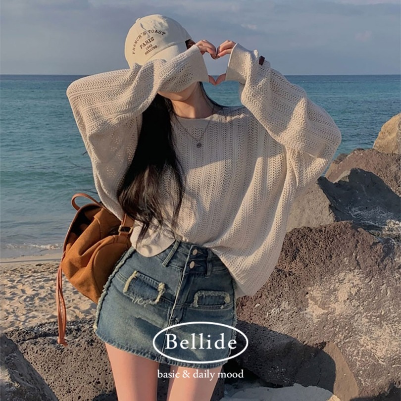韓国の女性ファッション/ [BELLIDE MADE] キャラメルルーズフィットロングニット nt1270