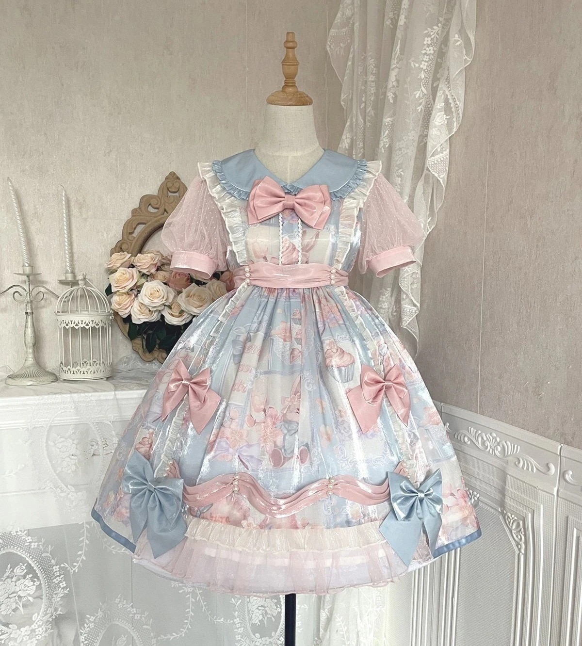 Lolita さくら飴紙甘い雰囲気が可愛いOPワンピースCOSプリンセススカート 二次元 文化祭 メイド服