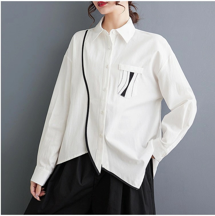 ワイシャツブラック/ホワイト2色展開大きいサイズ レディース 春夏 チュニック フォーマル オフィス ボウタイ シフォン シャツ インナー blouse