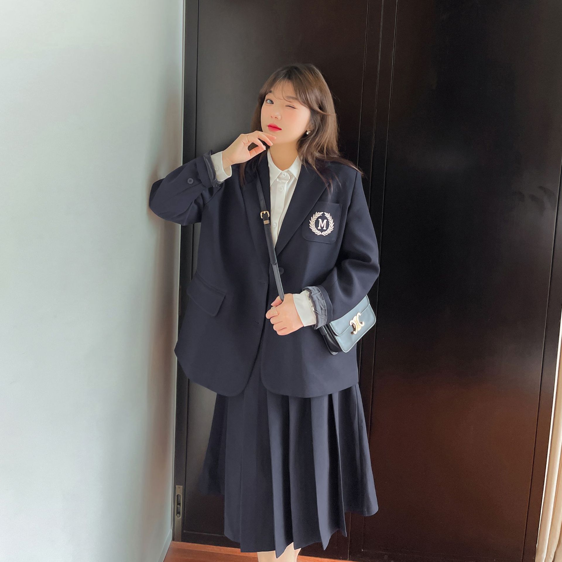 2023春服レディーススーツスカート二点セットアップ入学卒業式ドレス韓国ファッション大きいサイズトップスアウター長袖ジャケット