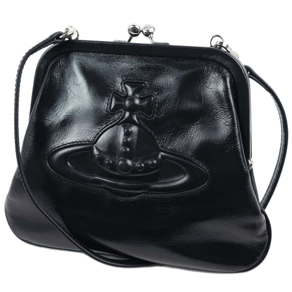 ヴィヴィアンウエストウッド バッグ ショルダーバッグ 肩掛け がま口 お財布ポシェット レザー ブラック VIVIENNE S CLUTCH BLACK BAG Vivienne Westwood 5