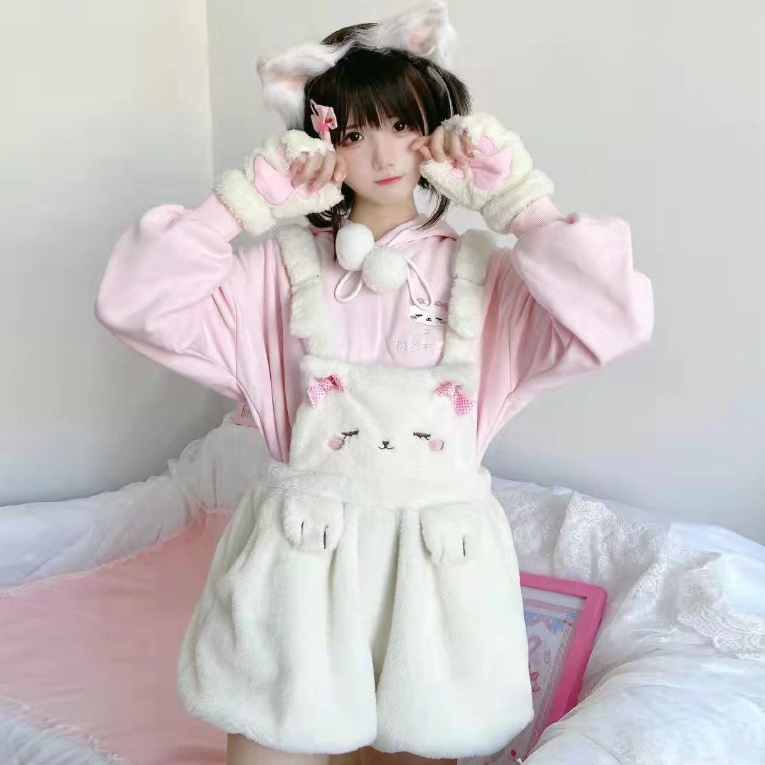 スーツ女子学生日本人女の子プラスベルベットセーター+かわいい猫ぬいぐるみフラワーバッドパンツツーピー 最高の品質の 大切な