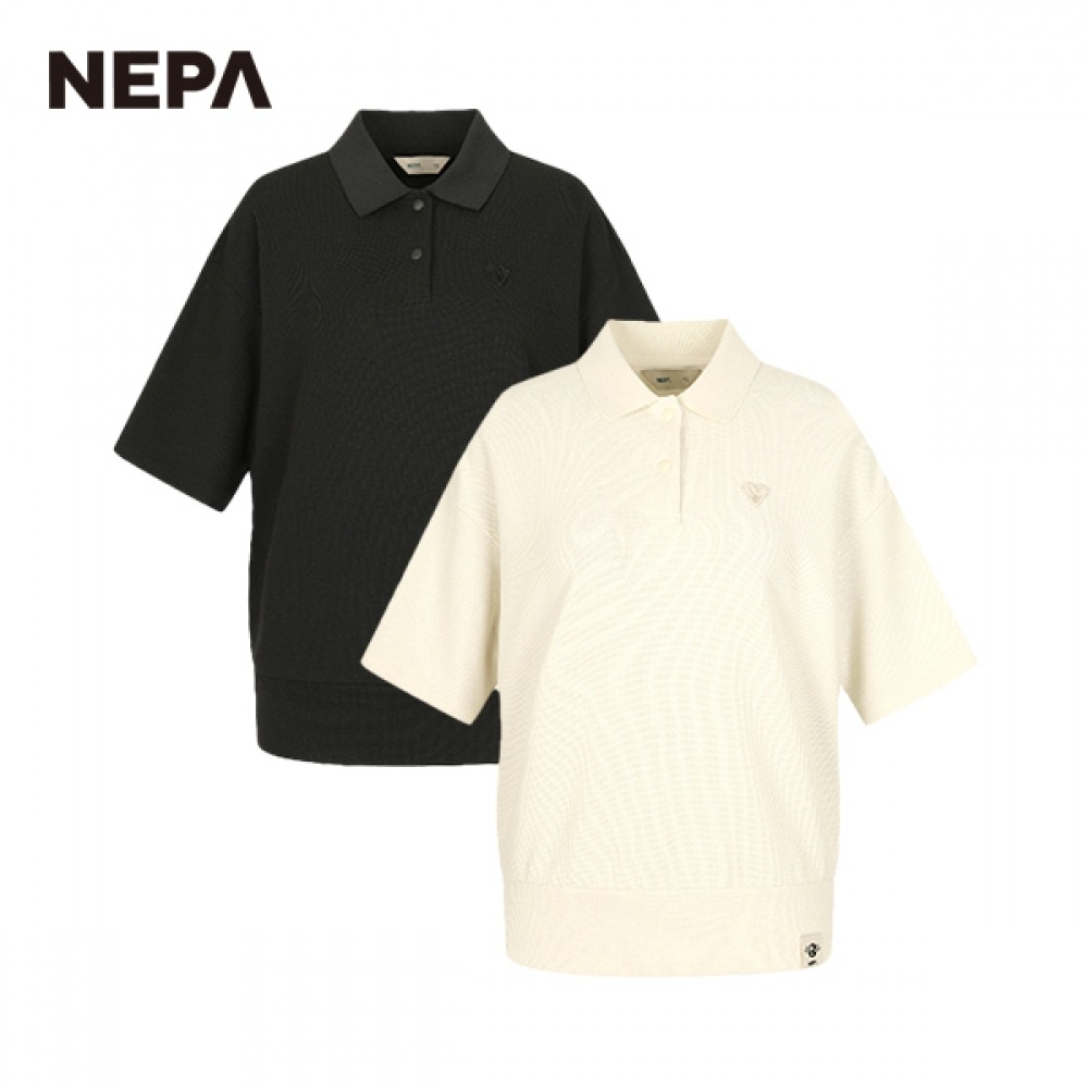 [ネパ] ネパ女性用グリーンマインド半袖ポロシャツ (ルーズフィット) 7J45260