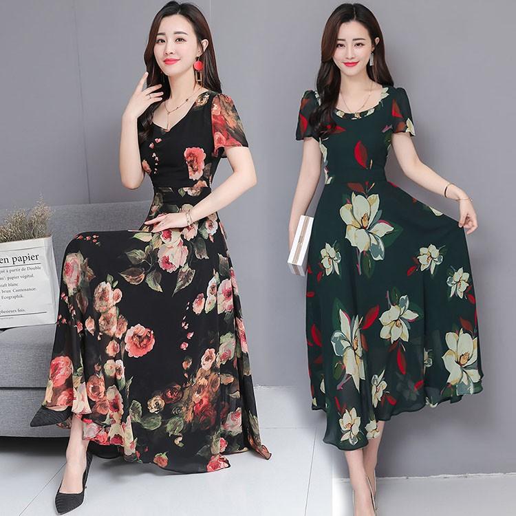 ワンピース ロング丈 ワンピ レディース 半袖 マキシ丈 花柄 リゾートワンピ 夏 シフォン ワンピース マキシワンピース着痩せ リゾートワンピ 海 ボヘミア風