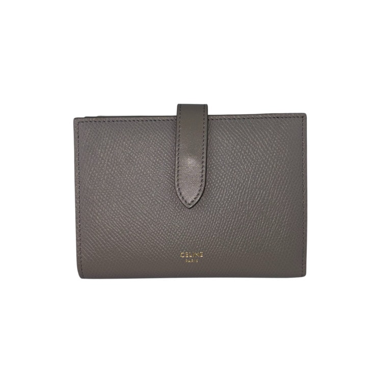 二つ折り財布 MEDIUM STRAP WALLET ミディアム ストラップ ウォレット 10B643BFP レザー - ゴールド金具 グレージュ系 コンパクト ウォレット 人気 ブランド【本物保証】
