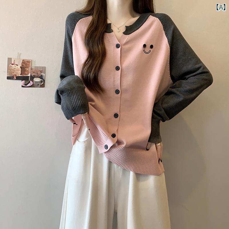 2024年 初春の 新しい 大きいサイズの 婦人 服 . 脂肪 mm . 痩 身 . シックで ユニークな ラグラン 袖 ニット カーディガン ジャケット トップ