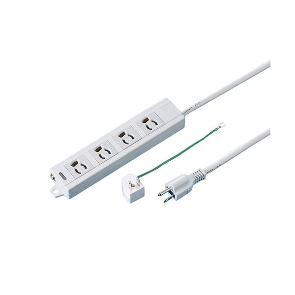 （まとめ） TANOSEE OAタップ 抜け止め 通電ランプ・マグネット付 3P・4個口 3.0m 1個 (×2セット)