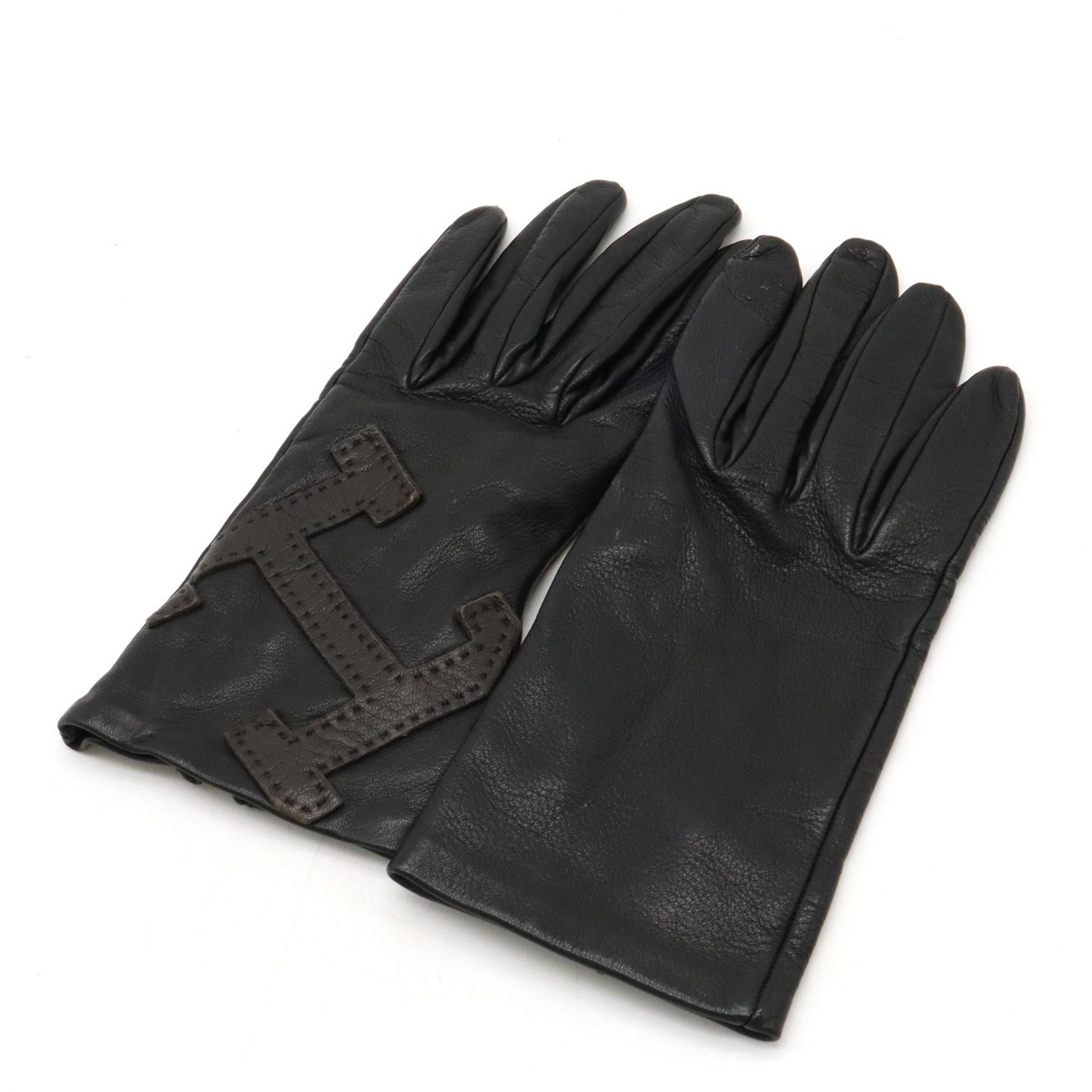 Hロゴ グローブ 革手袋 レザー ブラック 黒 #