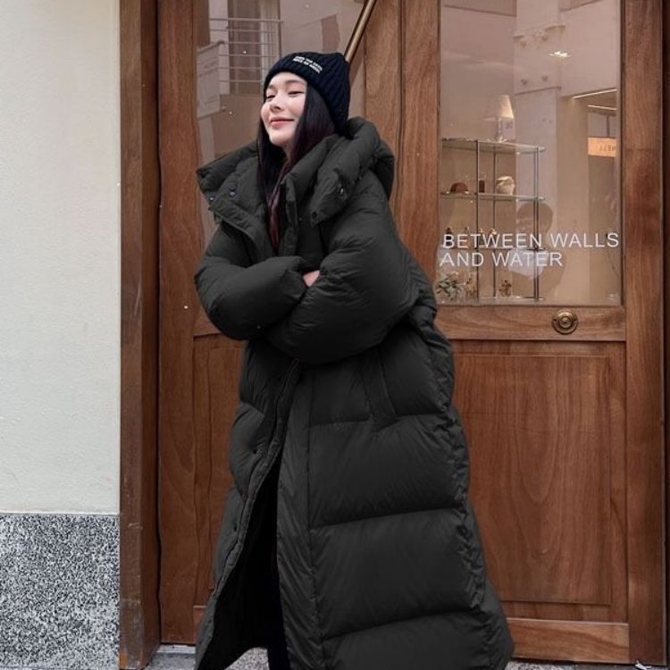 女性用ロングコットンコート2023冬韓国版膝上厚くダウンコットンコート学生風ジャケット