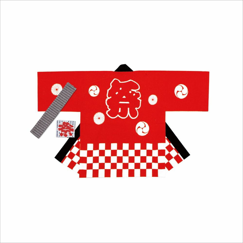 （まとめ買い）ササガワ 祭袢天（はんてん） 市松赤 大人 M 1セット入 40-3116 [x3]