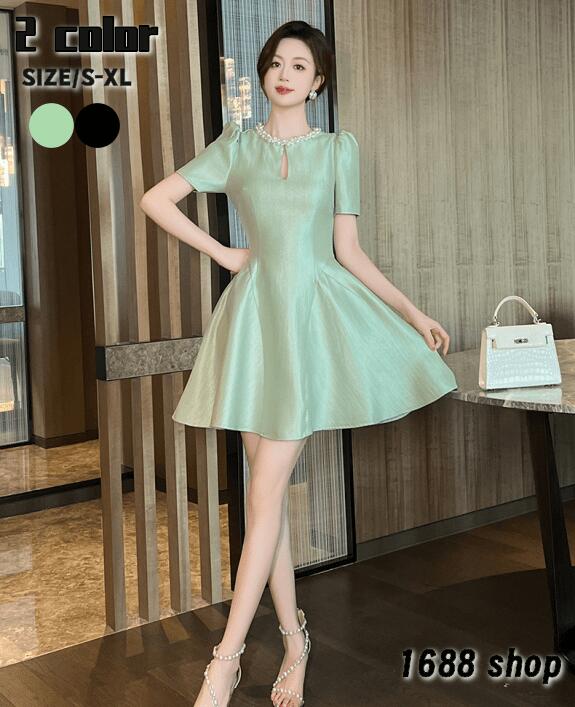 レア商品2025 タイトワンピース 姫系ワンピース　シンプル　ワンピース インポート ひざ丈 ミドル丈 エレガント　韓国ファッション シンプル Vネック パーティドレス 半袖　お嬢様 セクシー ミニワ