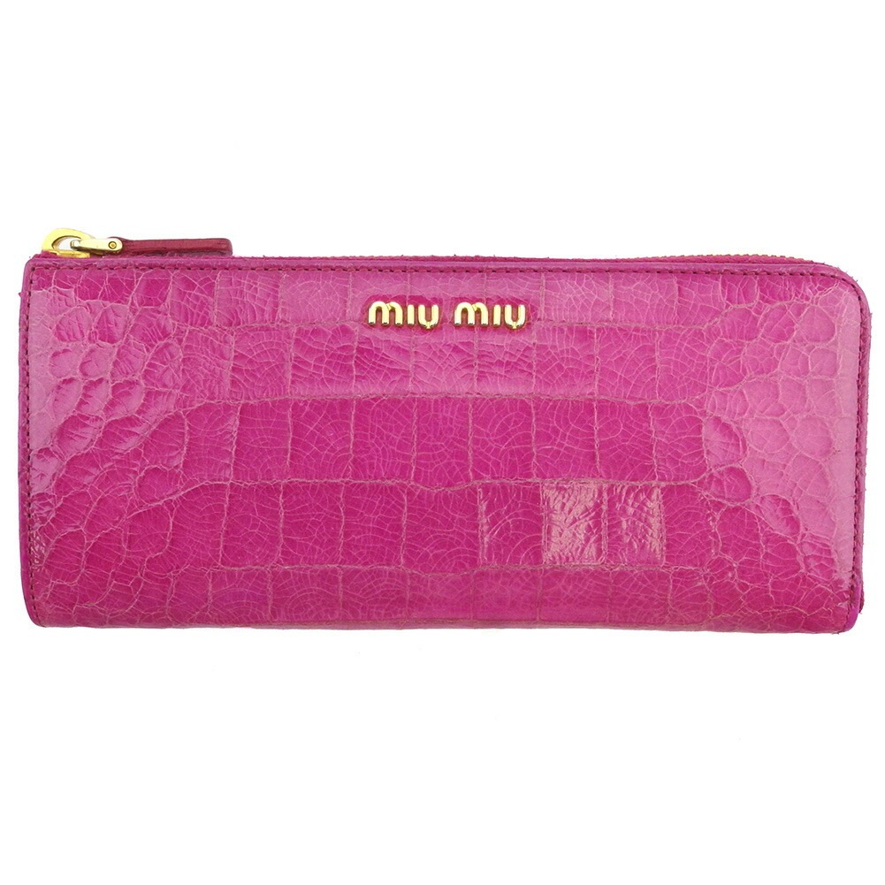 長財布 クロコ調 ピンク ゴールド レディース 中古 14,685円