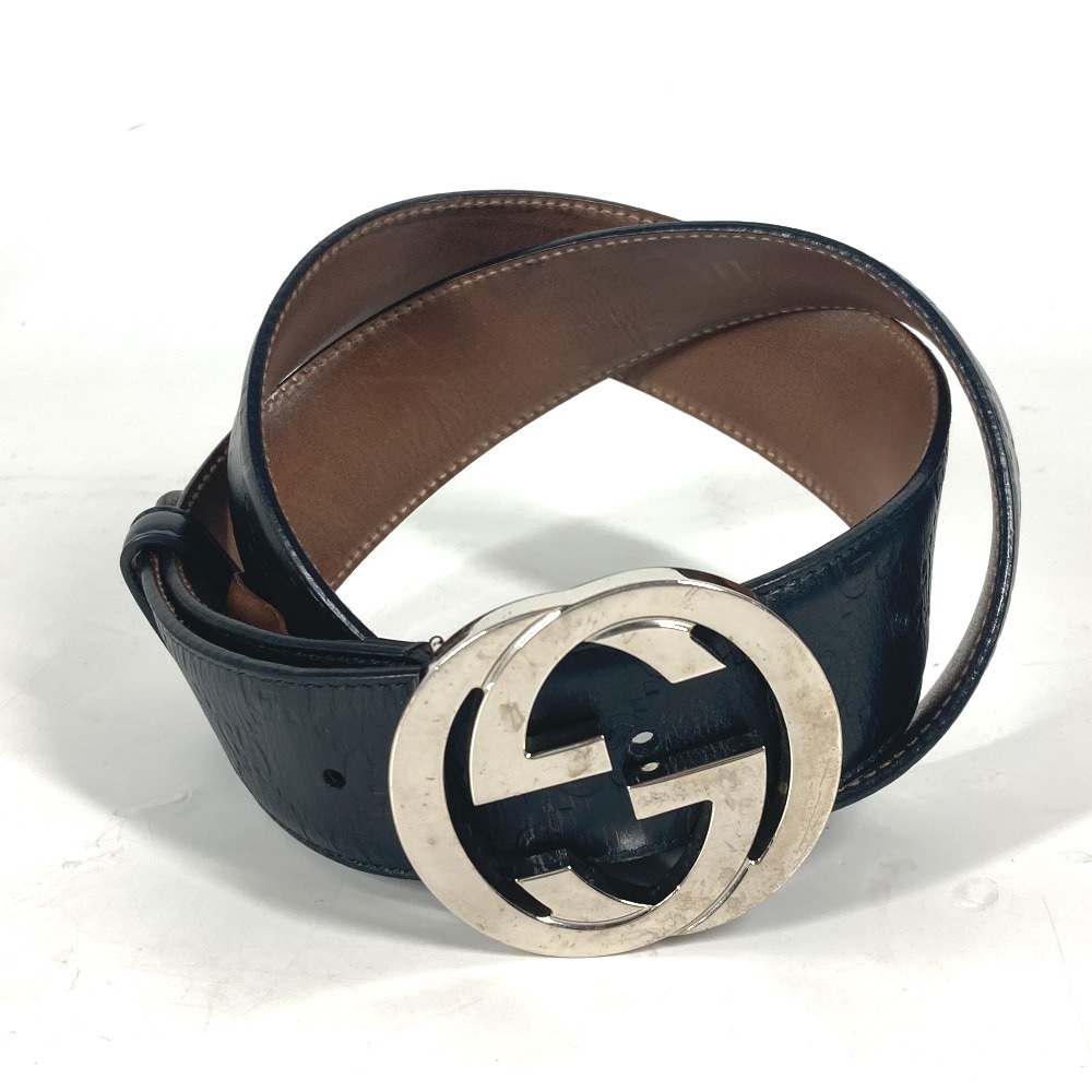 ベルト 411924 GG バックル グッチシマ GG シマレザー ブラック
