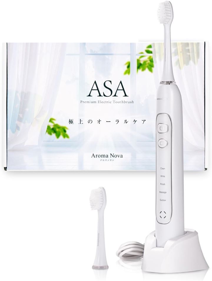 歯科医・医師・衛生士 3名監修 電動歯ブラシ 超音波歯ブラシ 日本企業 IPX7防水(白, ソニック)