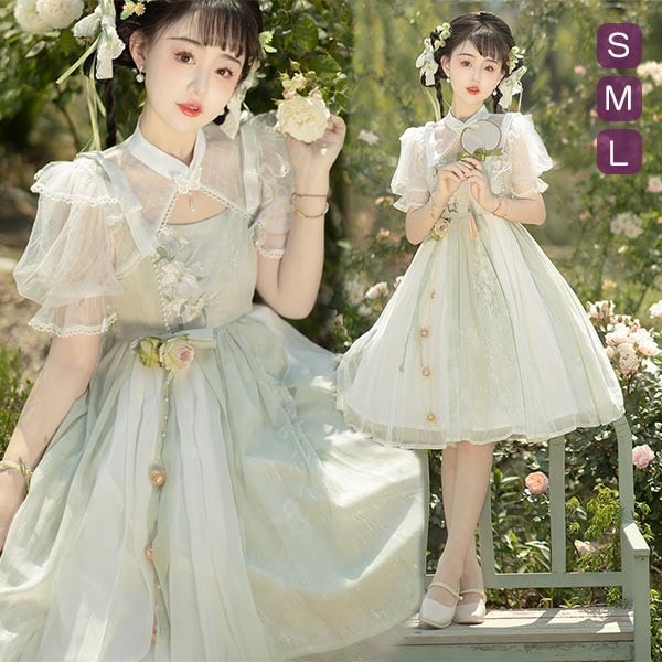 華ロリ クラロリ ロリータ ワンピース 中華ロリィタ パーティー 発表会 可愛い ワンピース ステージ衣装 アイドル服 コスプレ フリル ワンピース かわいい おしゃれ ロリータ 文化祭 学園祭 衣装