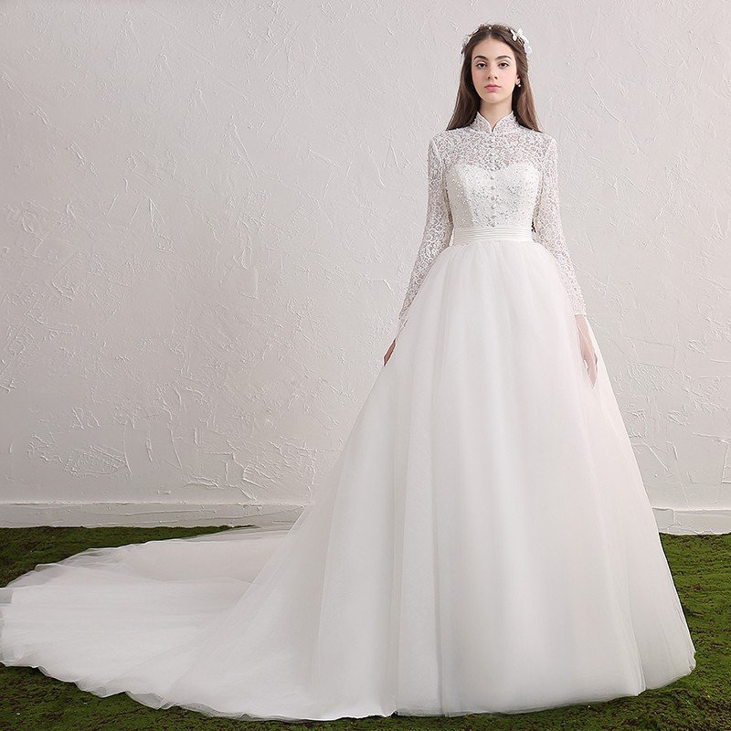 ロングドレス 結婚式 長袖 マタニティドレス 花嫁 ウエディングドレス 安い ウェディングドレス 二