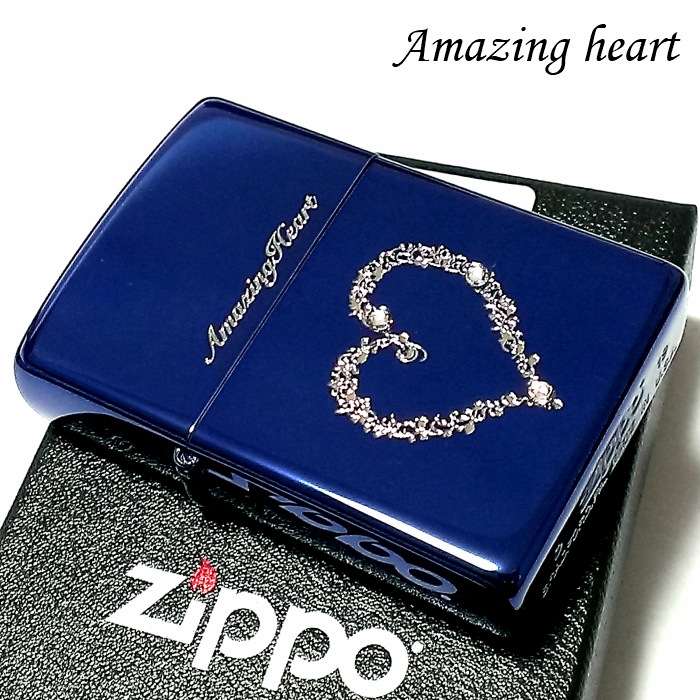 ZIPPO ライター ジッポ アメージングハート スワロフスキー 可愛い イオンブルー メンズ レディース ジッポー ギフト 女性 バレンタイン プレゼント かわいい 彫刻 おしゃれ 6,364円