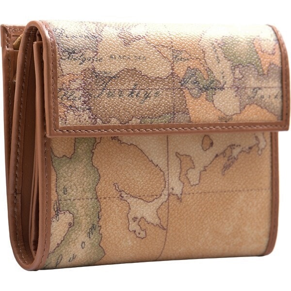 PRIMA CLASSE CW019-6000 プリマクラッセ 三折財布 ホック式 PVCキャンバス/カーフレザー ベージュ(地図柄)/キャメル/ゴールド/ご注意-裁断箇所により地図柄が異なりま