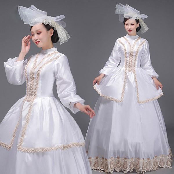 中世 貴婦人ドレス ステージ 衣装 中世ドレス ヨーロッパ 貴族 王族服 ジュリエット カラードレス 演出 パーティードレス 白