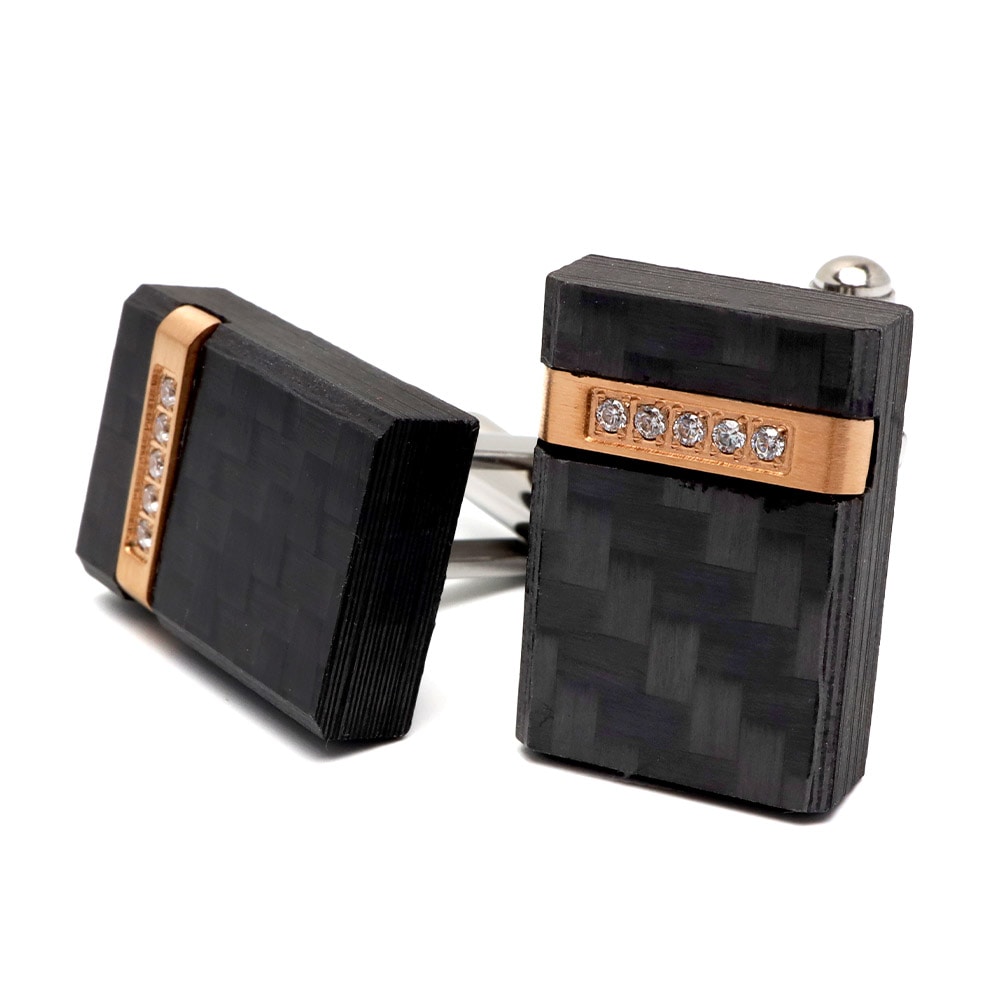 カーボン製 高級感漂う大人のカフスボタン [zf009]