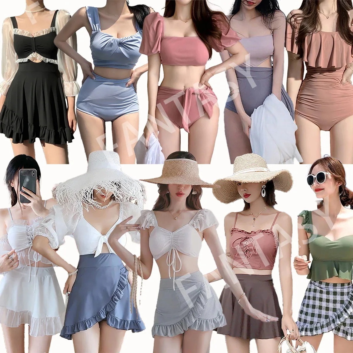 人気ビキニ休み温泉 韓国ファッション 体型カバー165757 レディース水着2点3点セット水着 【10点セット】24 水着