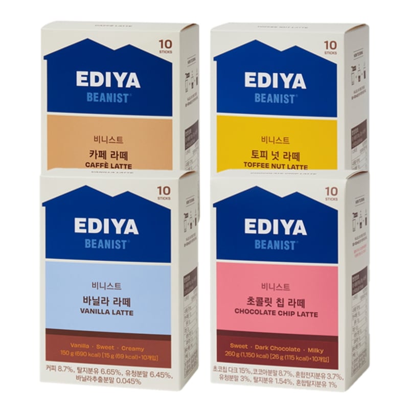 イディヤ ビニストカフェラテ10T+バニララテ10T+トピナッツラテ10T+チョコレートチップラテ1