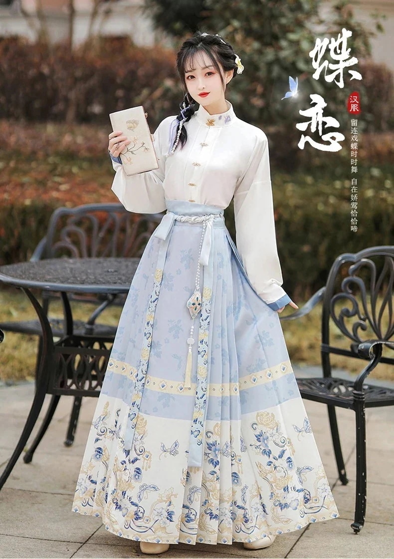 女性 2025 春夏新明朝漢服ディーリアン毎日馬の顔スカート新鮮な学生衣装刺繍ハロウィンクリスマスパーティー仮装30%までに制限