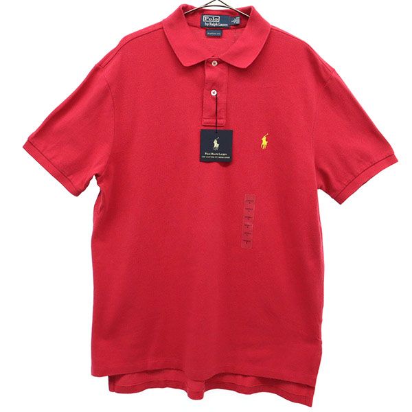 未使用 ポロバイラルフローレン 半袖 ポロシャツ L レッド Polo by Ralph Lauren 鹿の子 メンズ