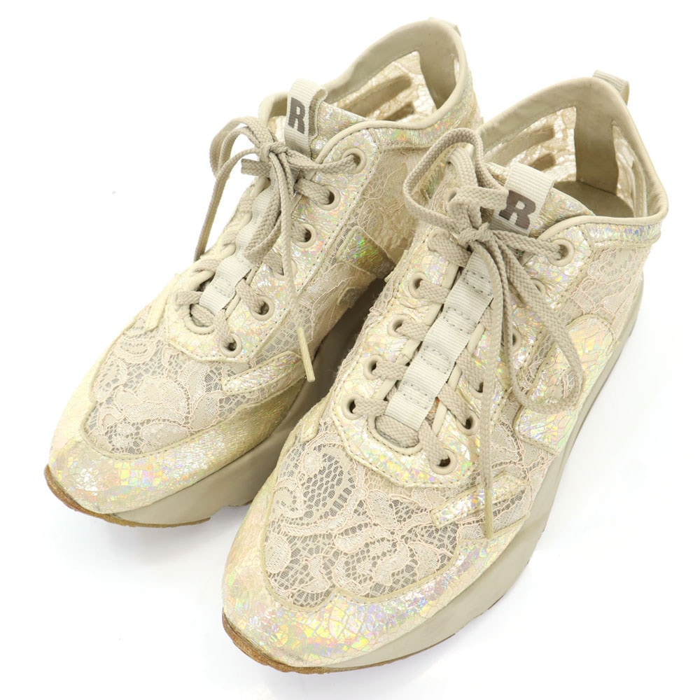 ルコライン EU製 厚底 スニーカー 38 ゴールド系 RUCO LINE レース レディース