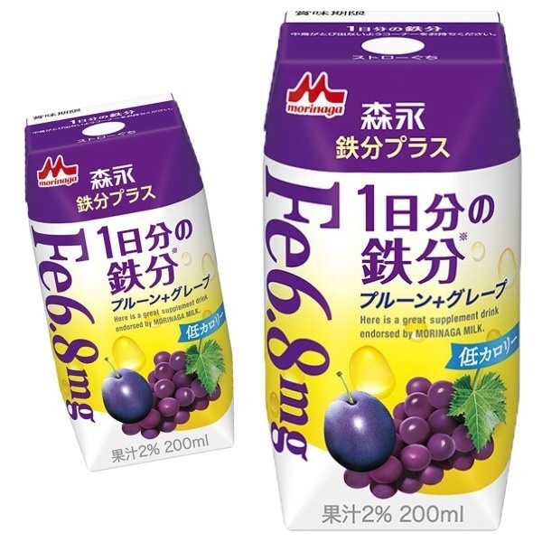 鉄分プラス 1日分の鉄分 プルーン＋グレープ 200ml 48本 （24本入2ケース）