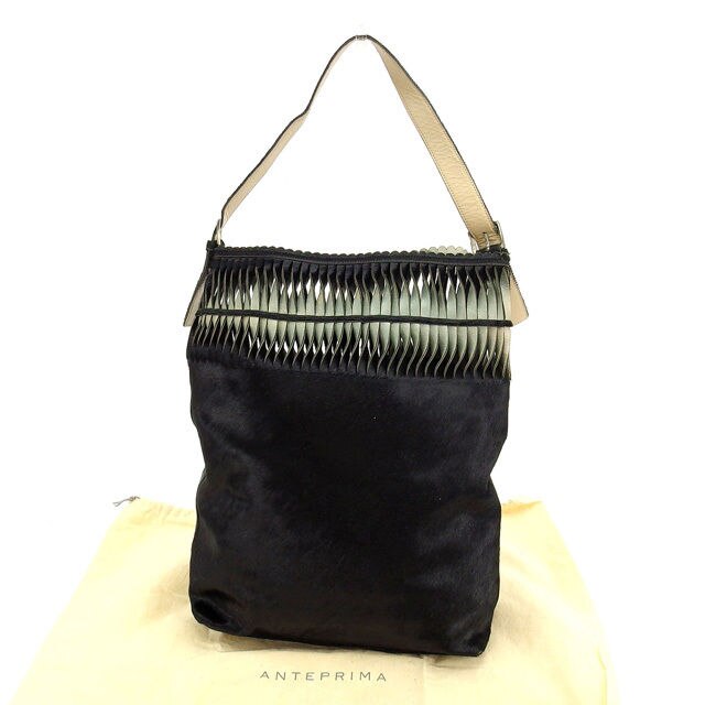 ショルダーバッグ ワンショルダー ハラコ ブラック シルバー 中古