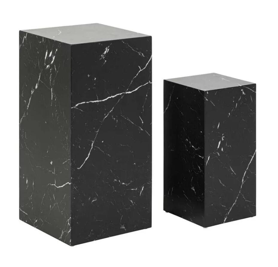 モダンミニリビングルームサイドテーブルブラックテクスチャ 台座サイドテーブル リビングルームミニコラムエンドテーブル 2個セット