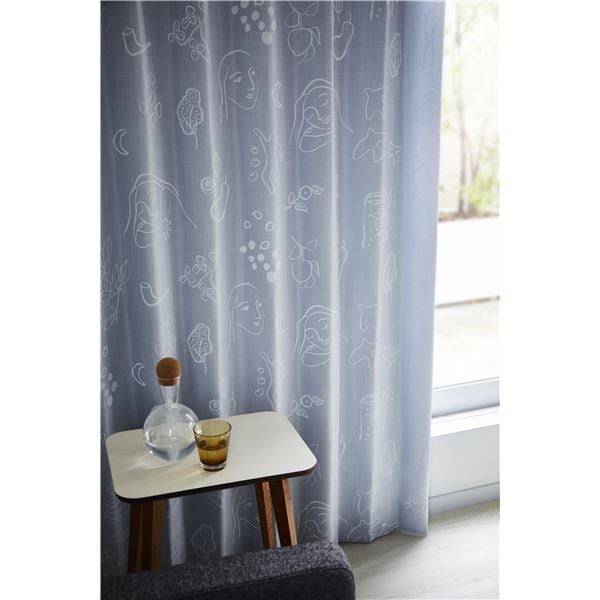 カーテン 100178cm ブルー タッセル付き 形状記憶加工 ポリエステル100％ サーナヤオッリ Ｌオブハピネス リビング