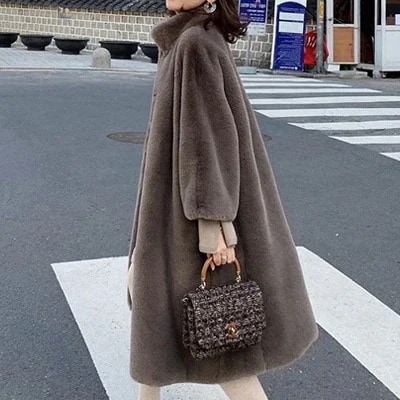 【即納】毛皮のコー ファーコート 厚手 ロングコート 大きいサイズ 全5typeエコファーコート