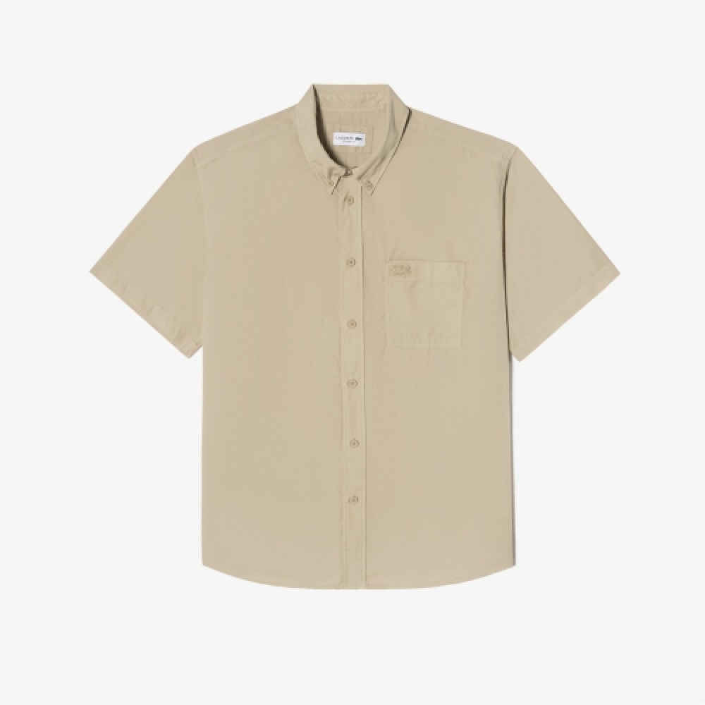 LACOSTE メンズサマーパックポプリン半袖シャツ [ベージュ]