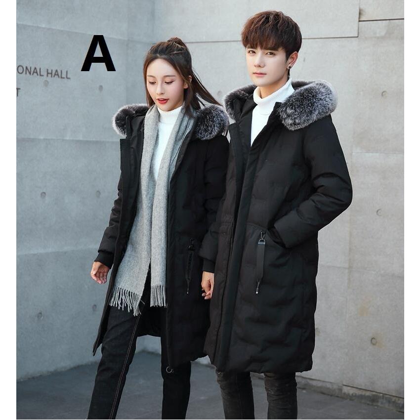 メンズ/レディース 3色 男女兼用 中綿 カップル フード付き ダウンジャケット アウター 暖かい ロング丈 ダウンコート 無地 防寒 厚手 冬服 M4ＸＬ